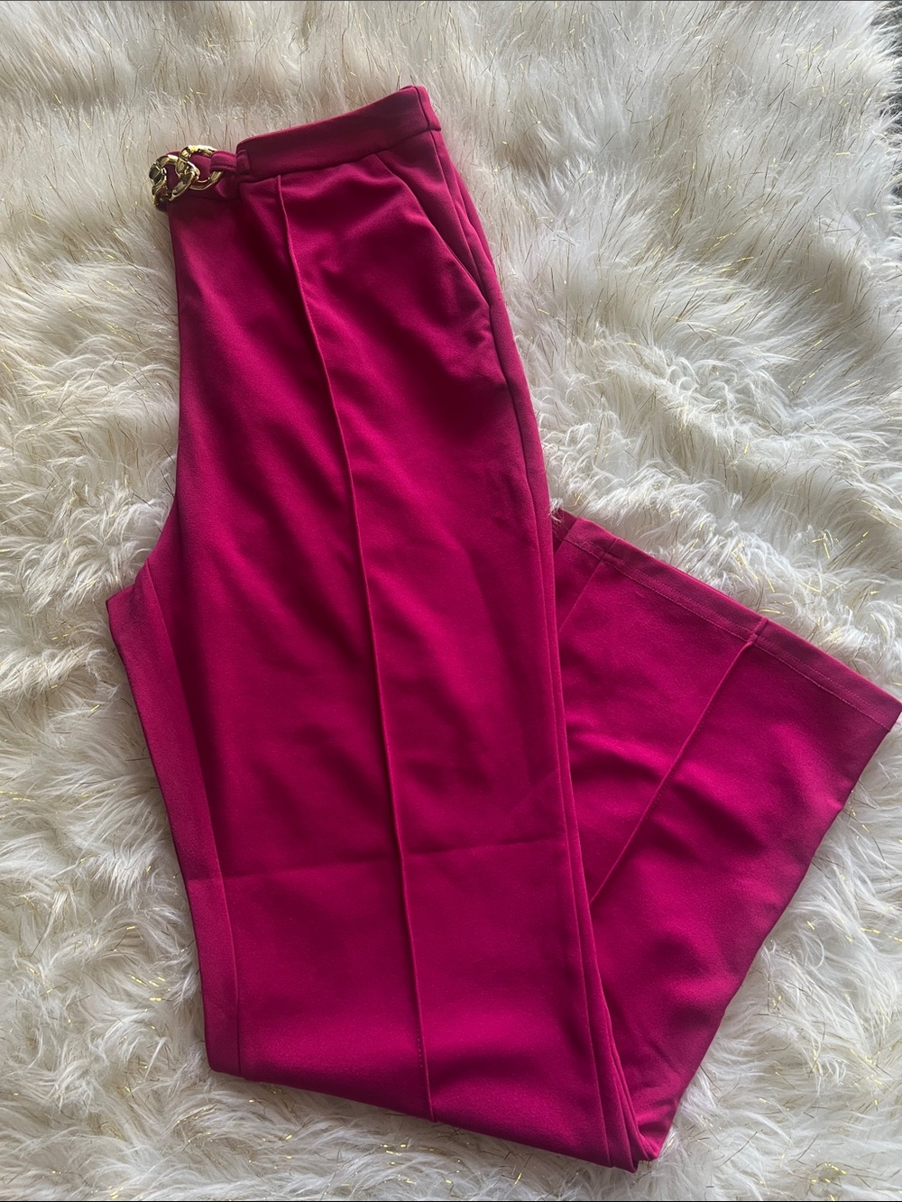 Women's High-Waist Fuchsia Tailored Pants